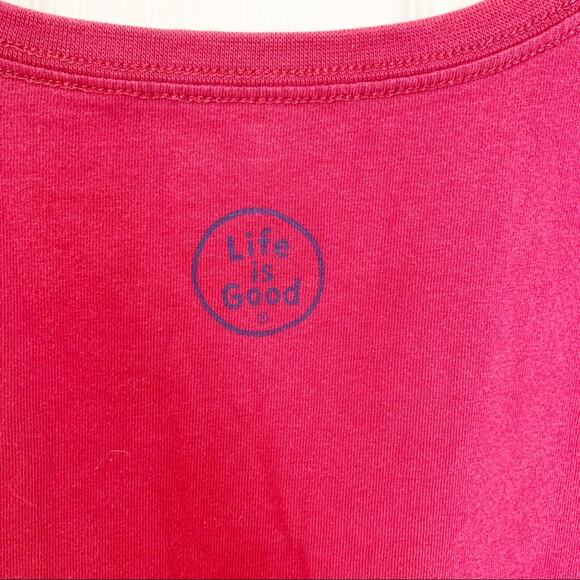 Life Is Good Fuchsia Happy Trails V Neck Crusher Tee Large - Picture 7 of 7